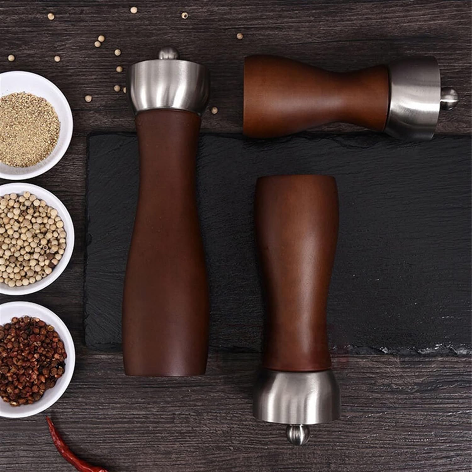 CHENYUEFA 6 Inch Pepper Mill Set with Adjustable Coarseness