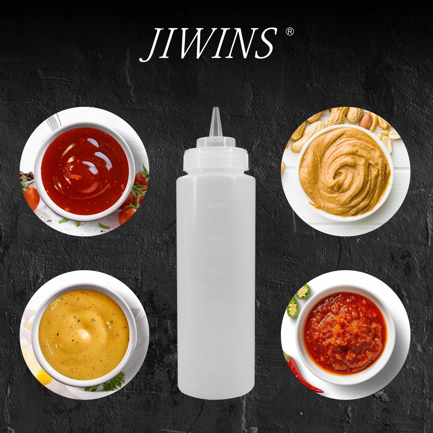 Set of 6 12oz Condiment Squeeze Bottles with Tip Cap