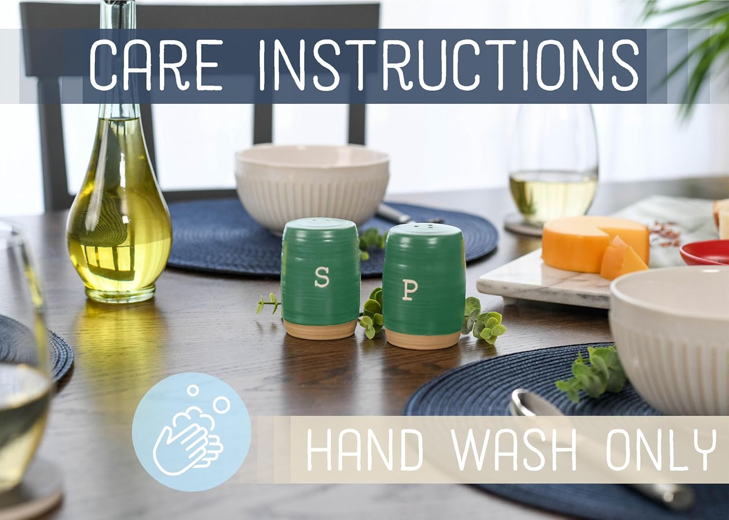 Raw Bottom Forest Green Ceramic Salt Pepper Shaker Set