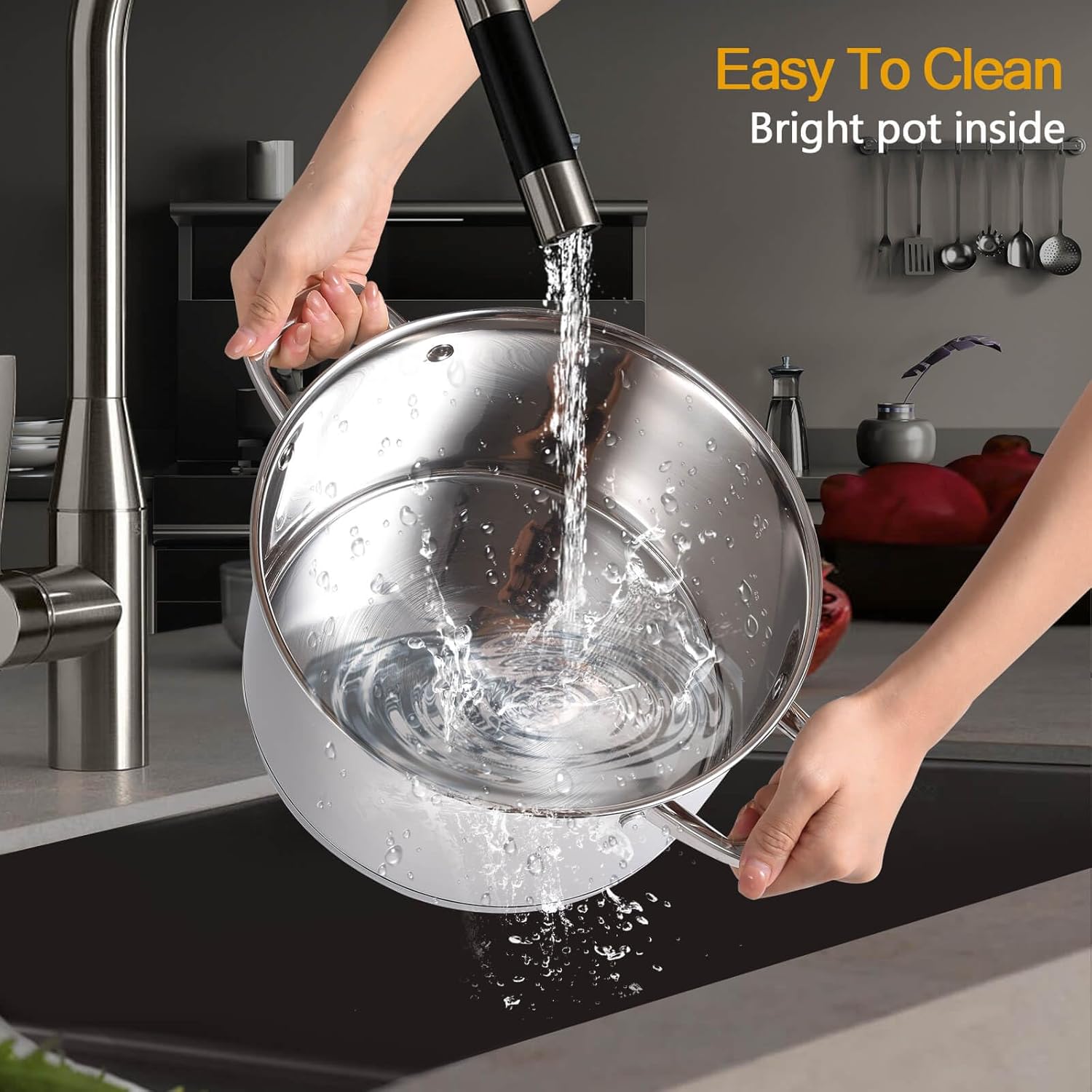 LEUGWAKN 8 Quart Stainless Steel Stock Pot With Lid