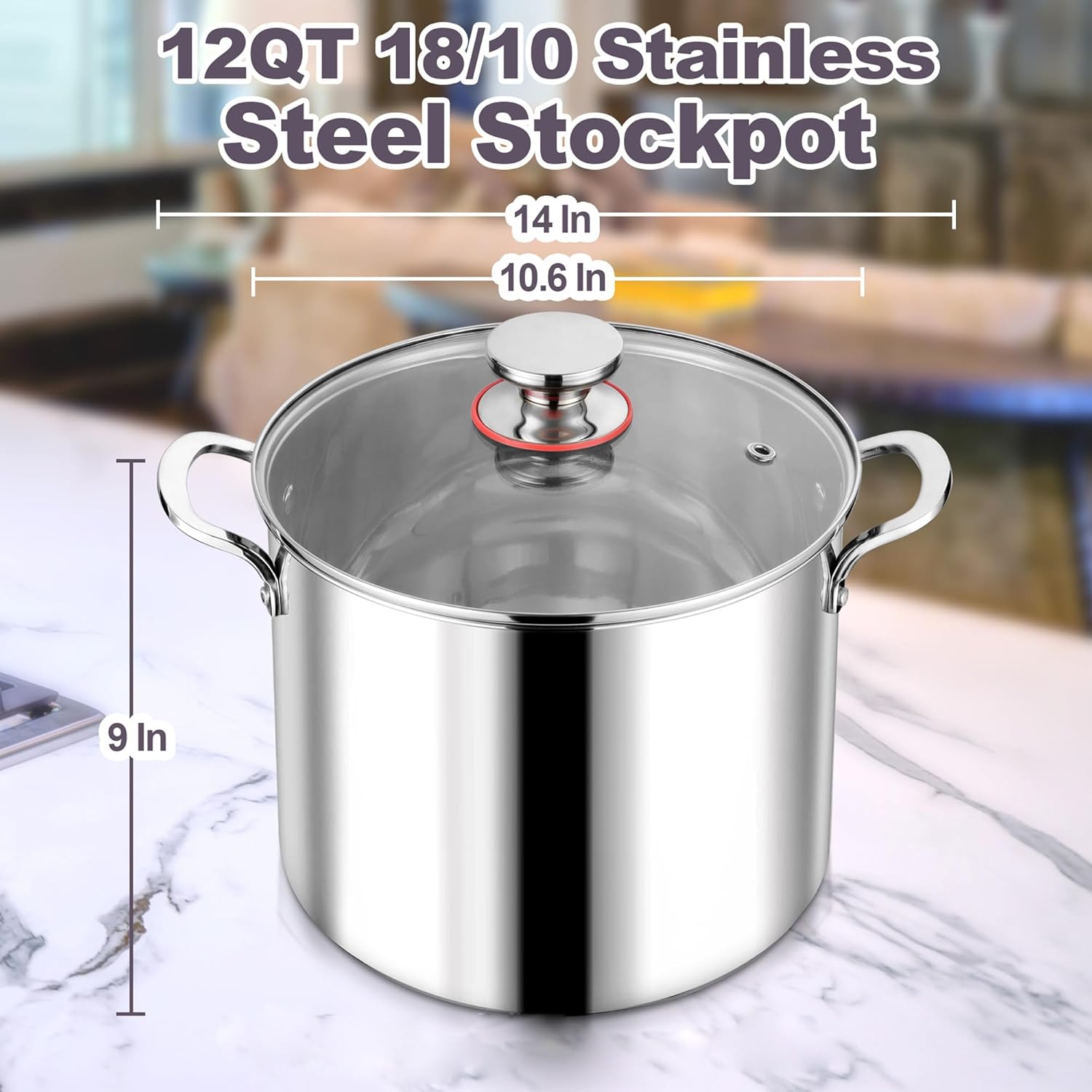 LIANYU 12QT Stainless Steel Stockpot with Lid 1