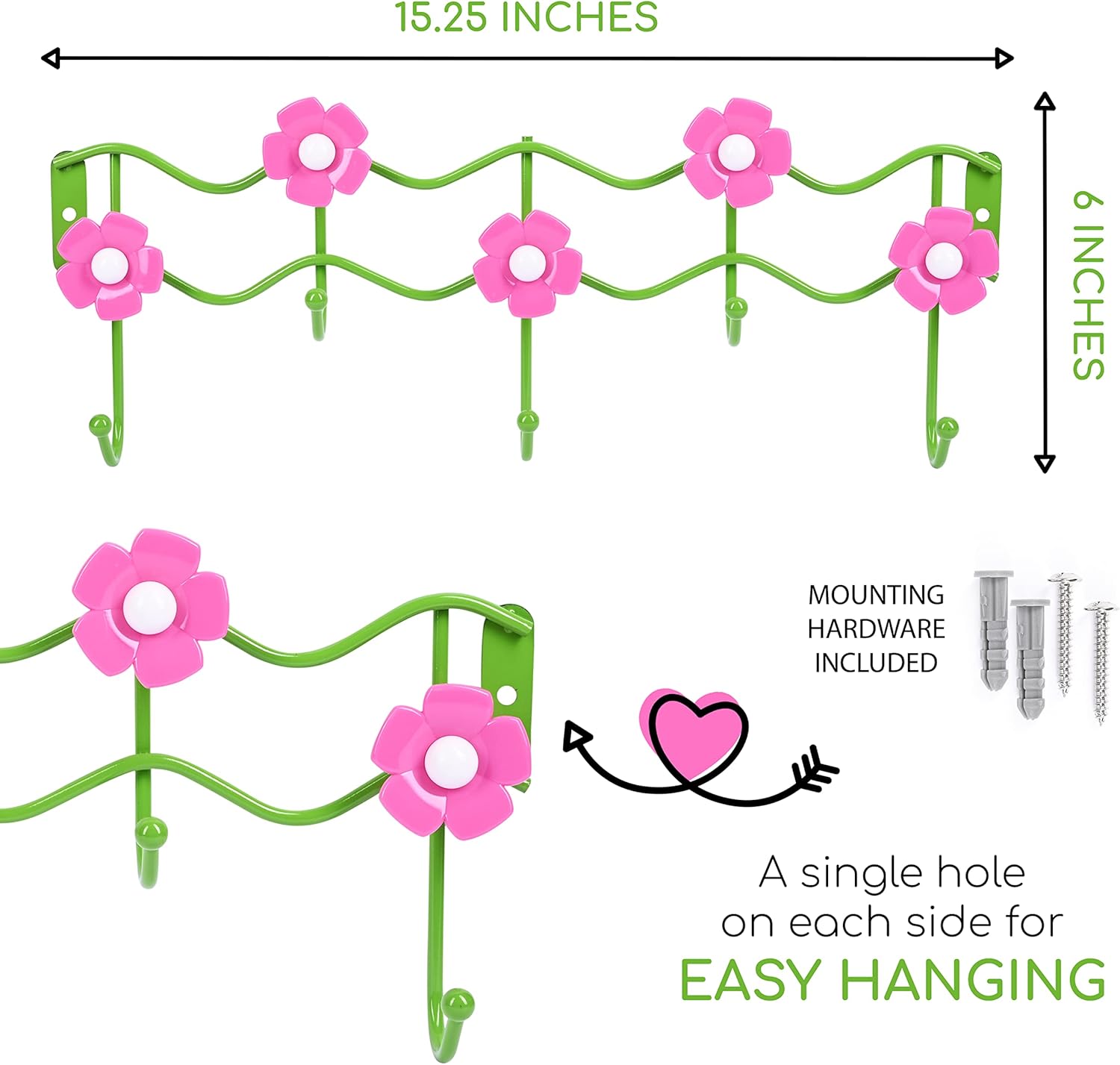 Galashield Flower Design Hook Rack for Kids Room