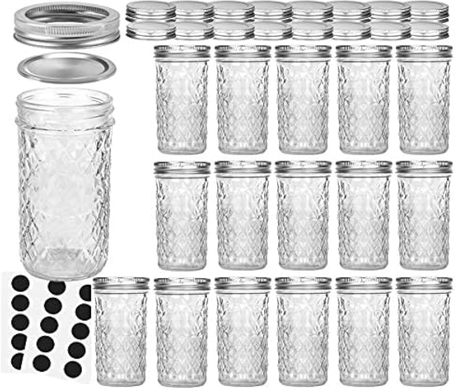VERONES 12 OZ Mason Jars with Regular Lids 16 Pack