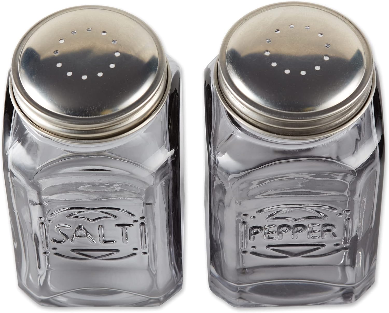 RSVP International Jumbo Retro Glass Salt Pepper Shaker Set 8 Oz 225x225x44 Gray