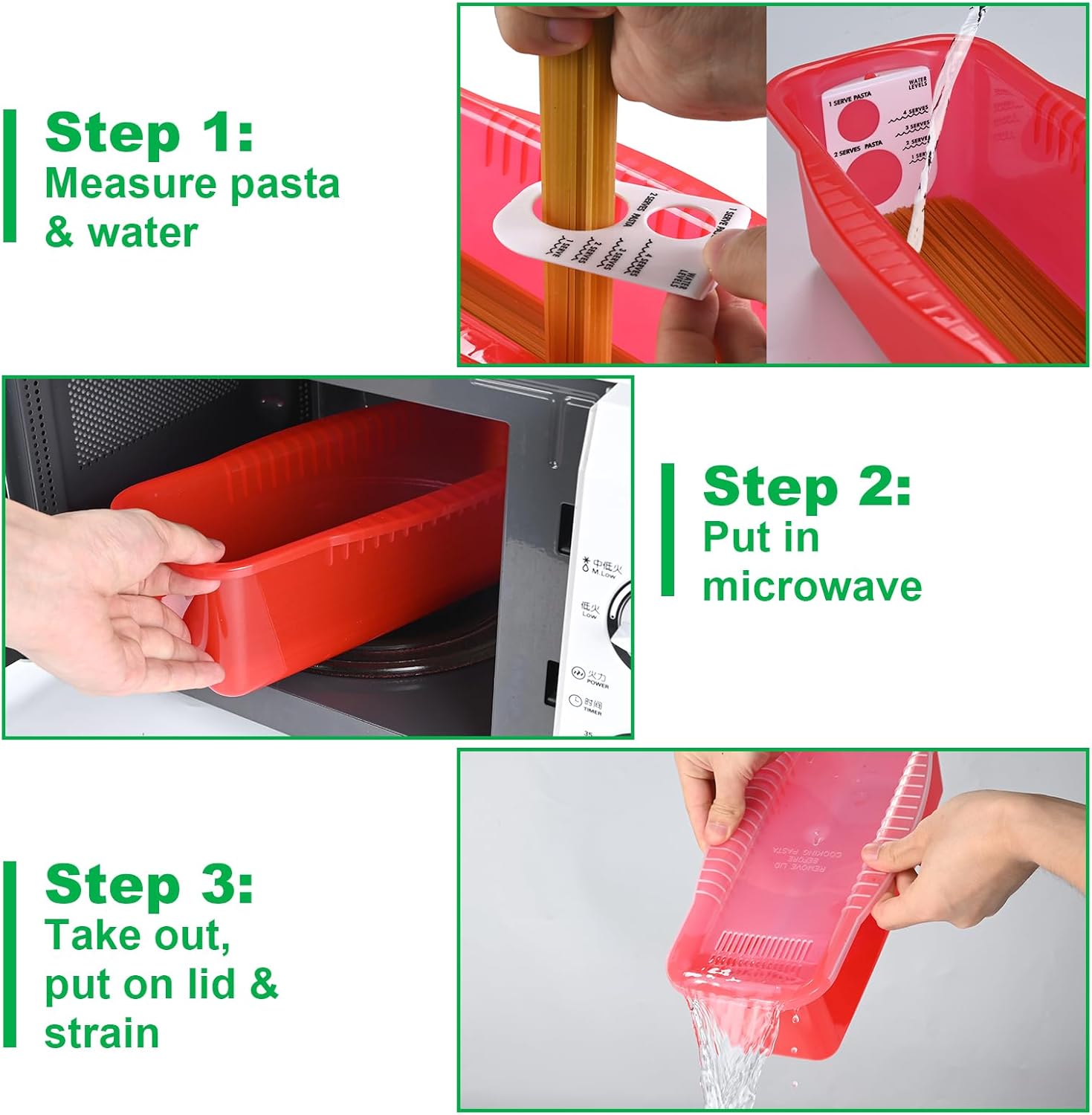 Potahouse Microwave Pasta Cooker with Strainer Lid