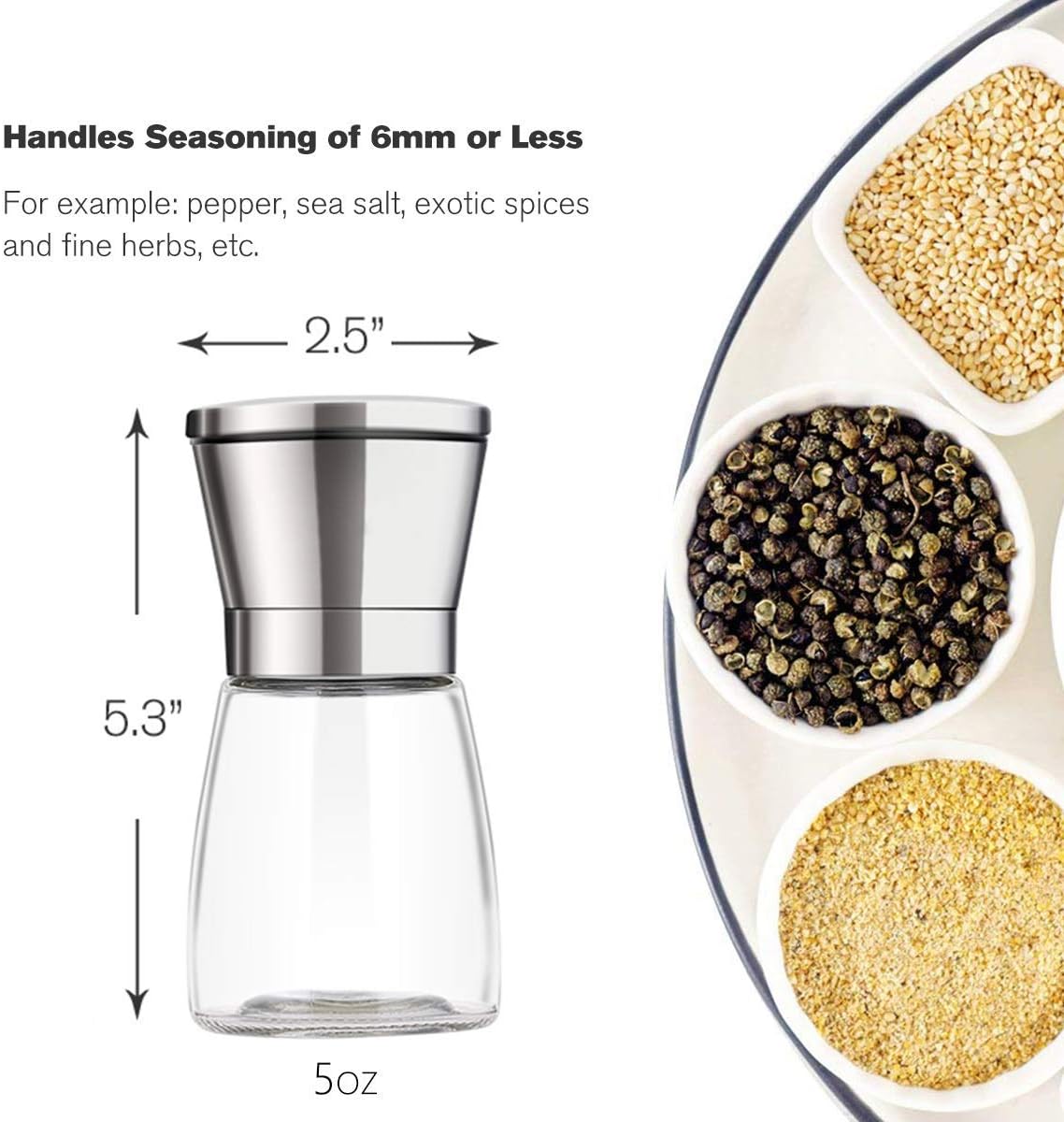 Bonris Professional 5-Level Pepper Mill Grinders