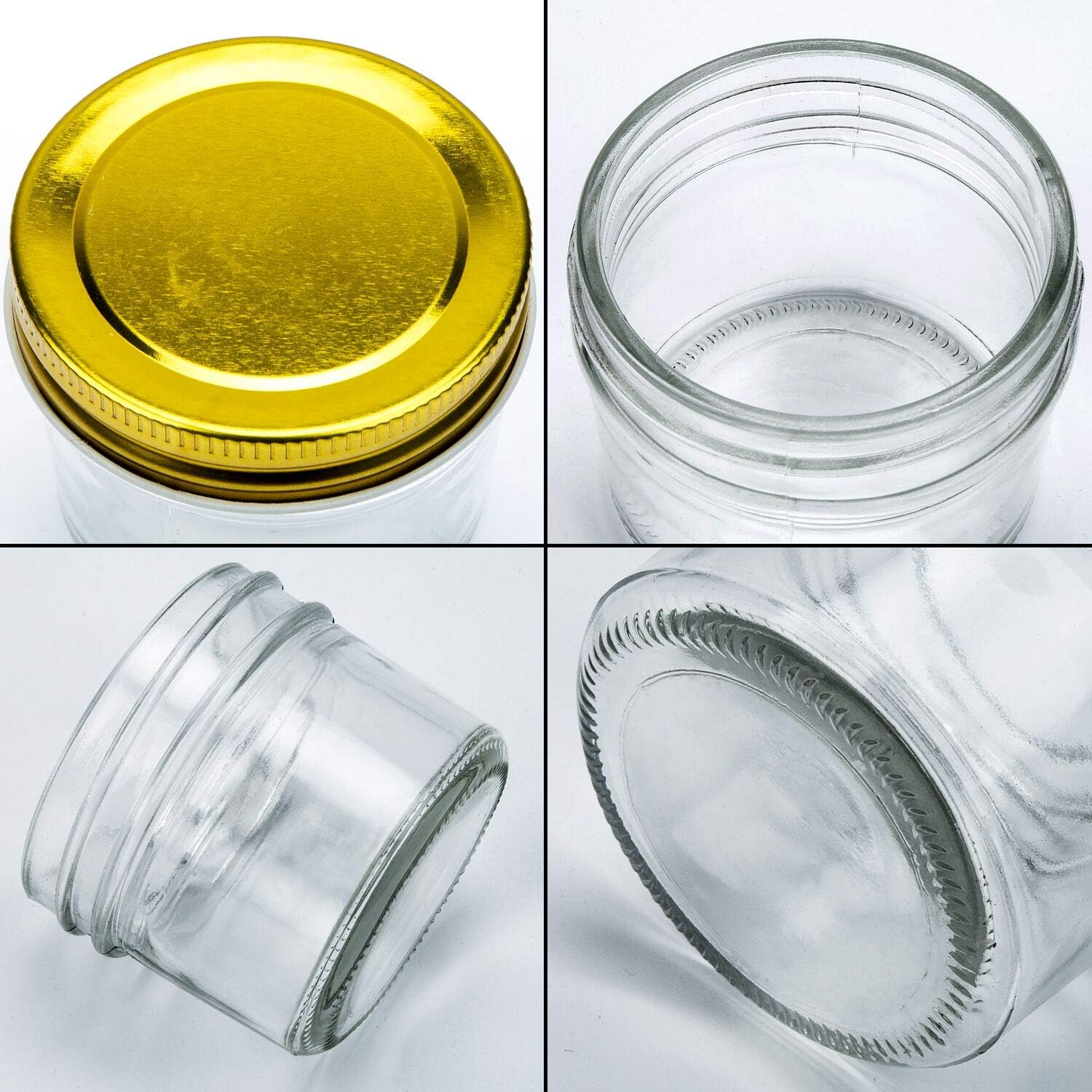 Encheng 4 oz Clear Glass Jars with Golden Lids 40 Pack 1