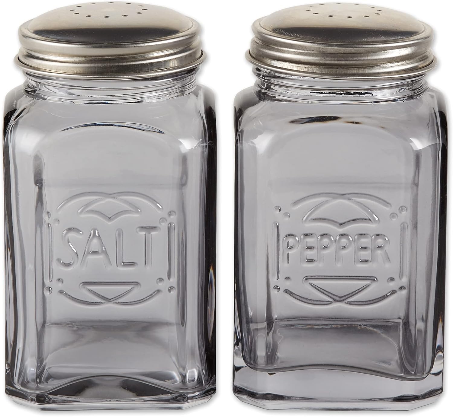 RSVP International Jumbo Retro Glass Salt Pepper Shaker Set 8 Oz 225x225x44 Gray