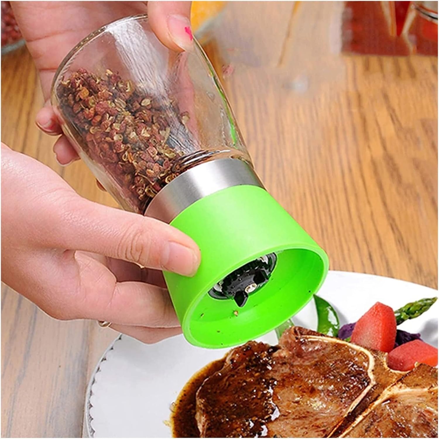 LEIXIUSM Refillable Pepper Mill 2pcs Black