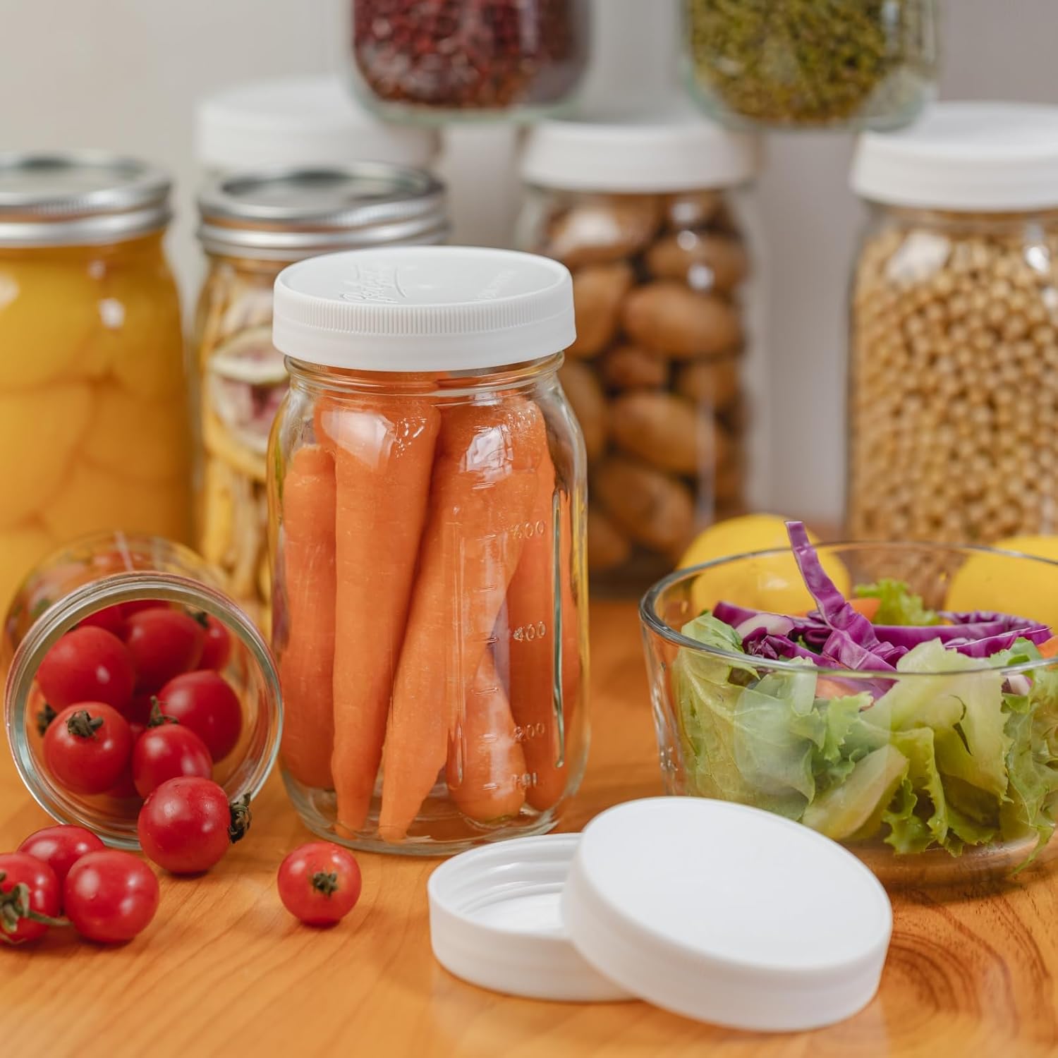 Yodecy 12 Pack 32 oz Clear Mason Jars with Airtight Lids
