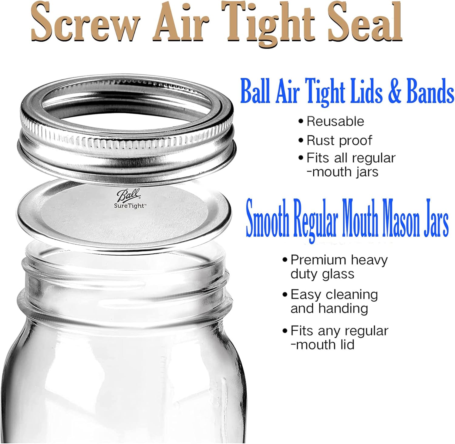 MEM WORLDSHOP 8 oz Regular Mouth Mason Jars 6 Pack