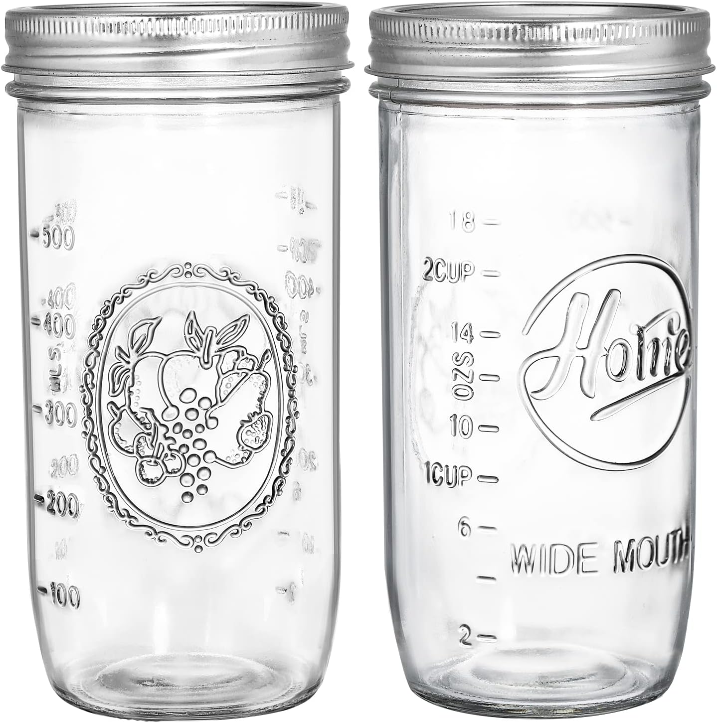 Tebery 6 Pack 24-Ounce Wide Mouth Canning Jars with Airtight Lids