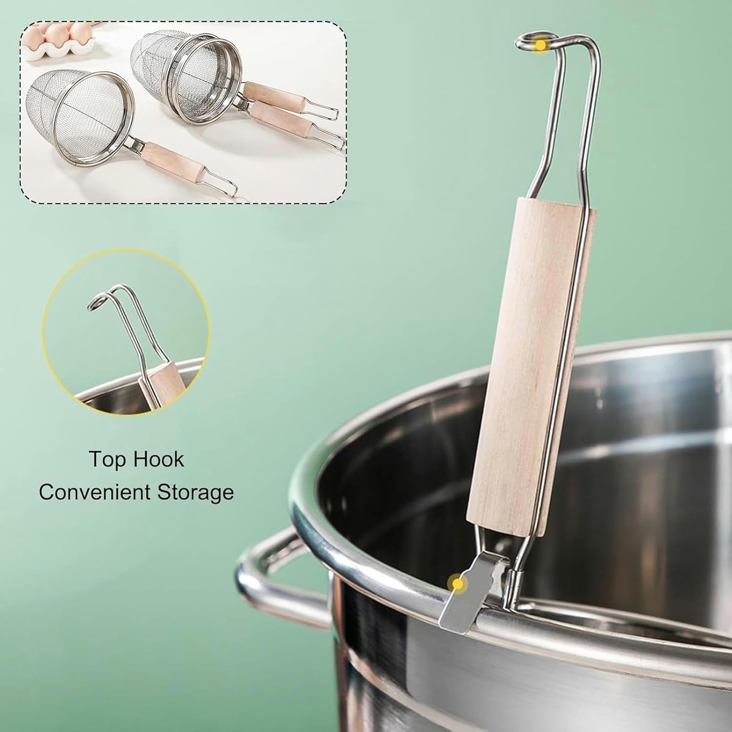 DAOUXIAOSP 45cm 4 Holes Pasta Pot with Strainer Basket 1