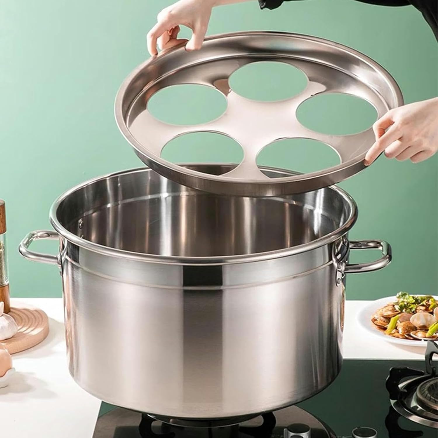 DAOUXIAOSP 5 Hole Pasta Cooker Set with Strainer Basket