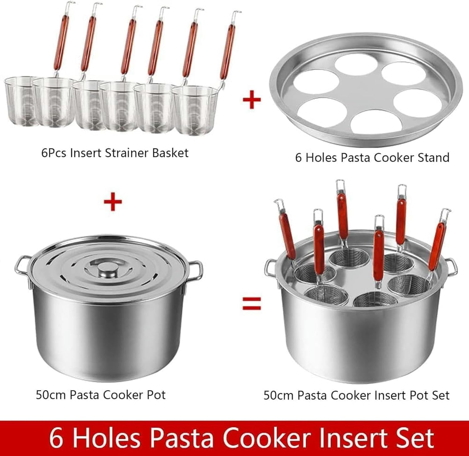 BTURYT 6Holes Pasta Cooker Pot Set With Insert