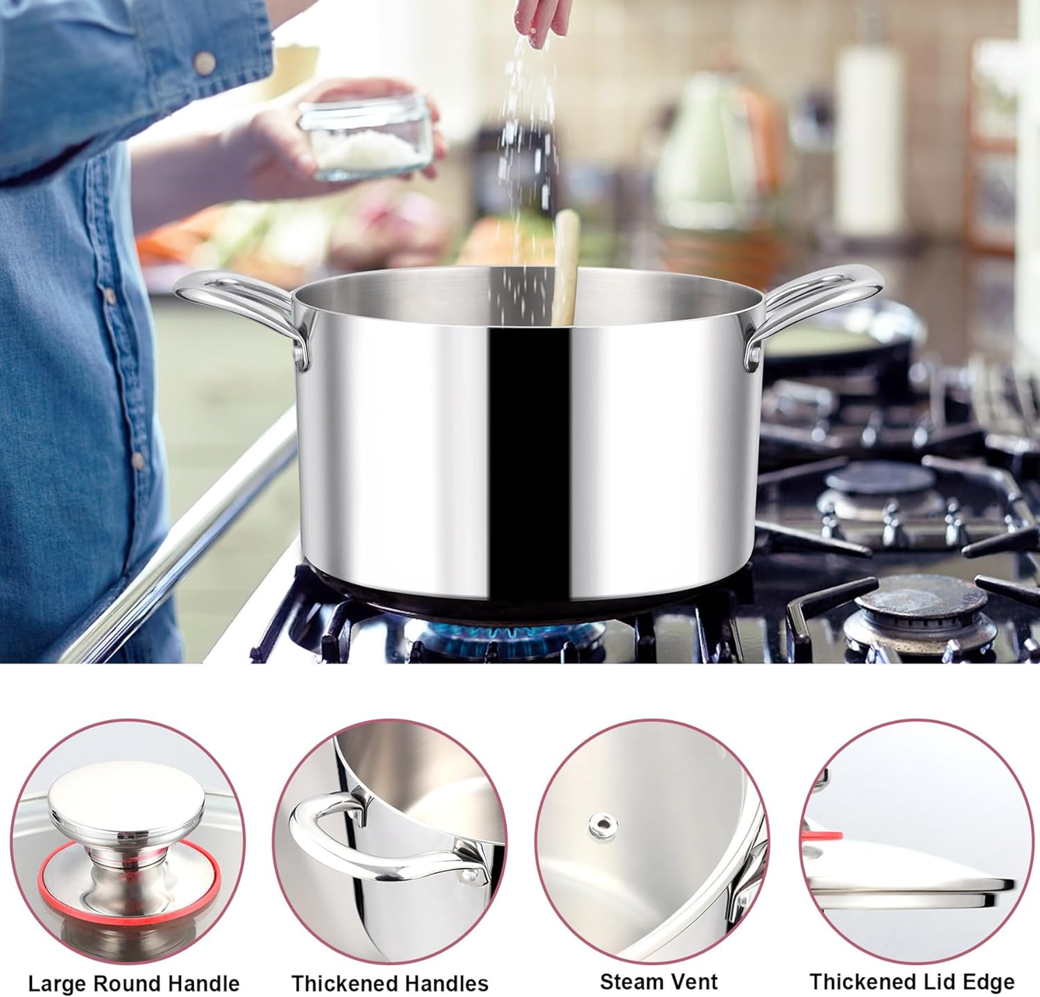 LIANYU 6QT Stainless Steel Stockpot with Lid 1