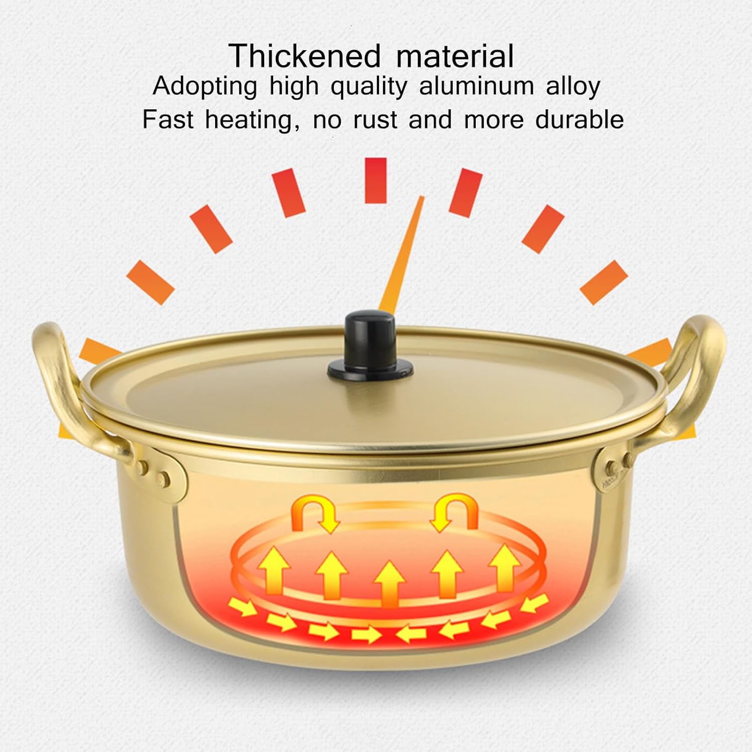 BINGWANG Ramen Cooking Pot 18cm Aluminum Stockpot with Lid and Double Handle