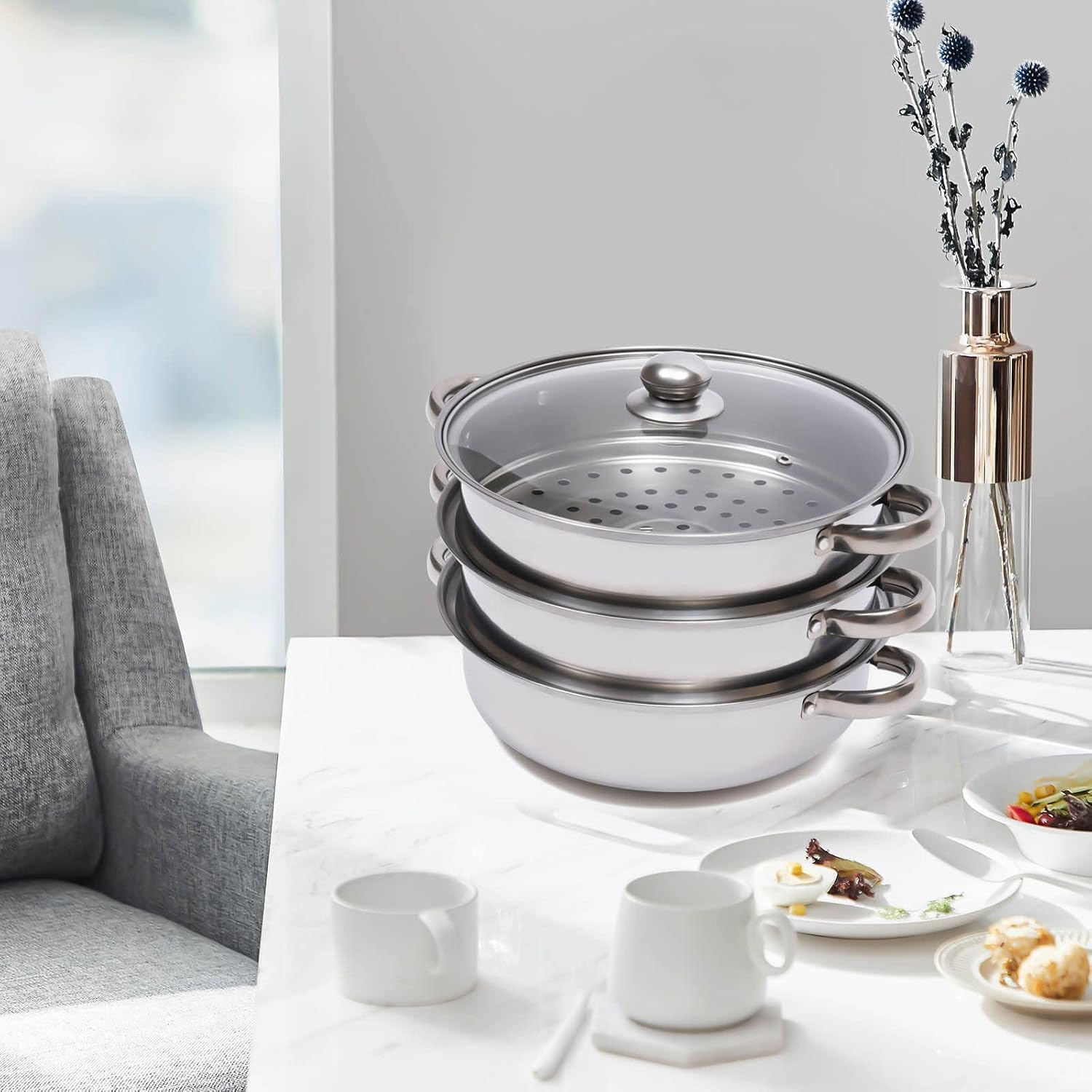 Bitodd 3 Tier Stainless Steel Steamer Set