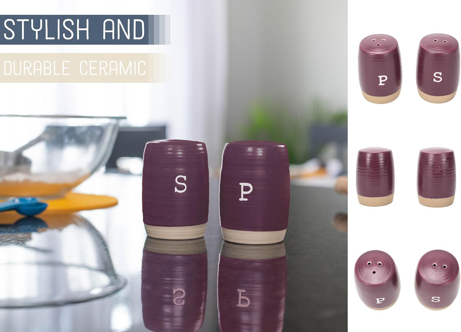 Nat Jules Deep Wine Red Salt and Pepper Shaker Set 2 Piece