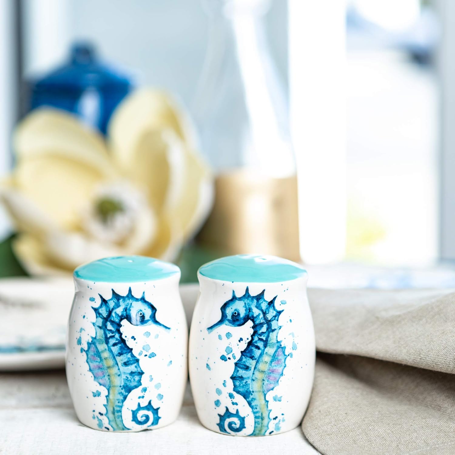 Rengra Ceramic Seahorse Salt Pepper Shakers Set