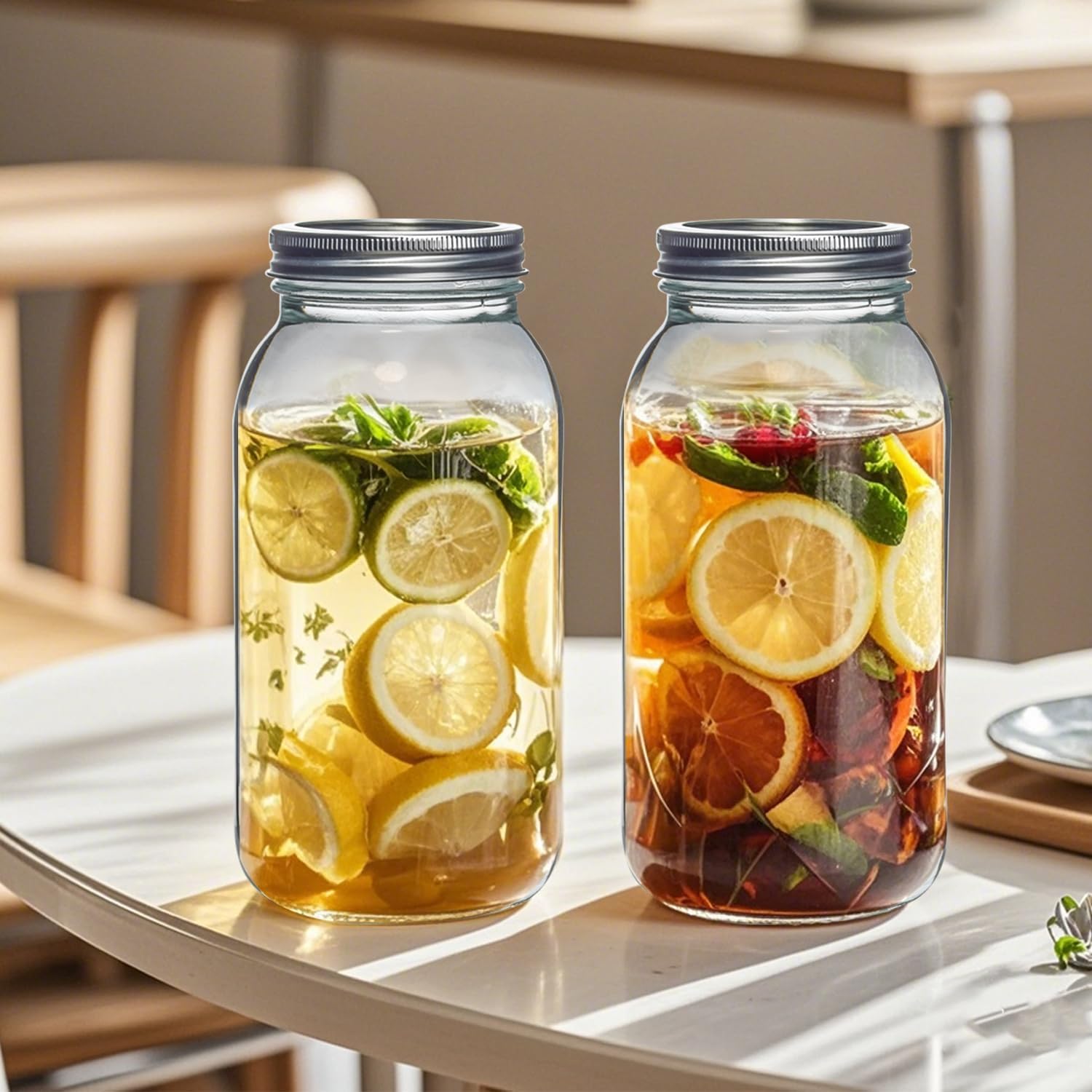 64 oz Mason Jars 3 Pack Large Half Gallon Airtight Lids