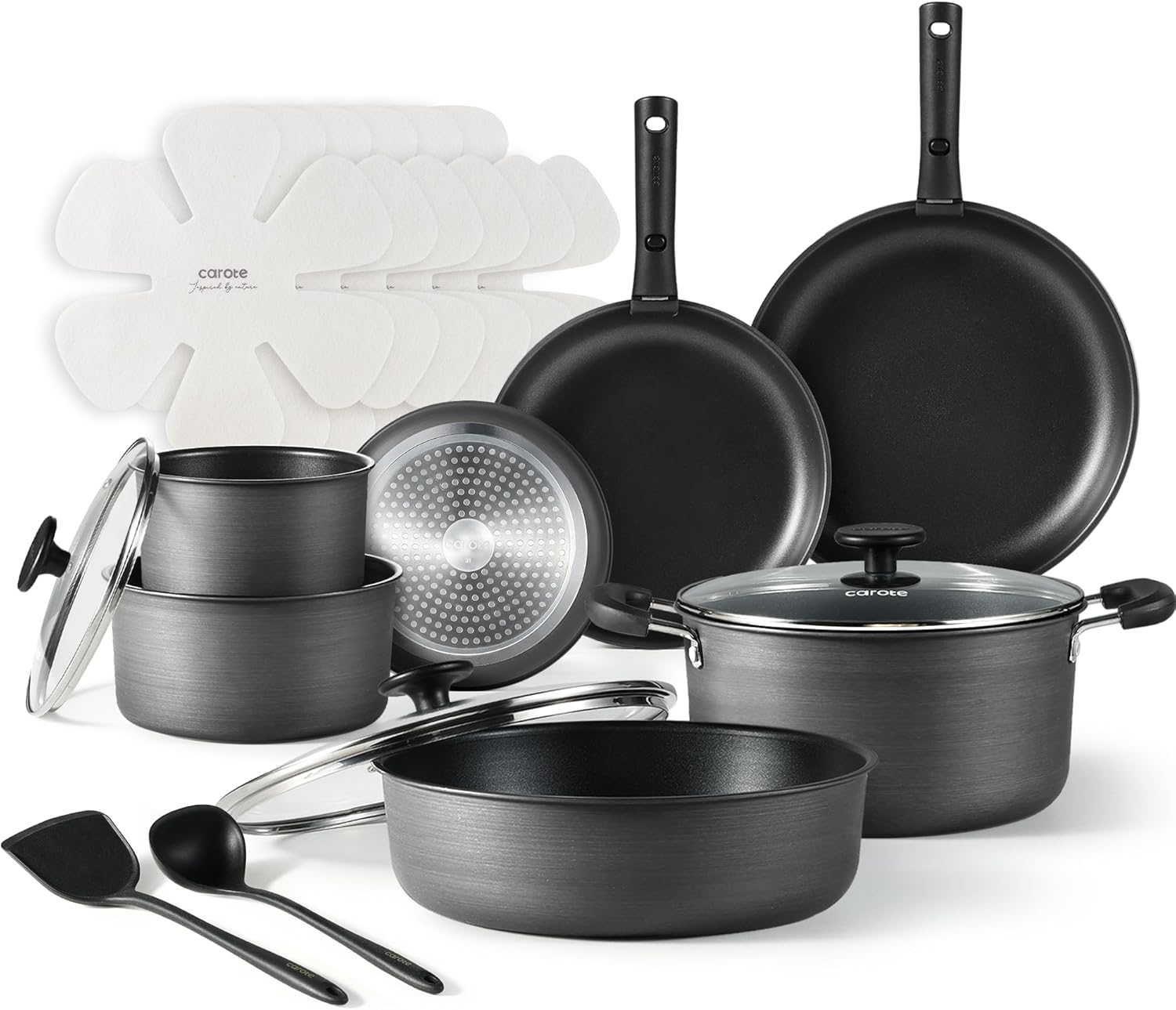 CAROTE 20pcs 4-Ply Hard Anodized Cookware Set 1