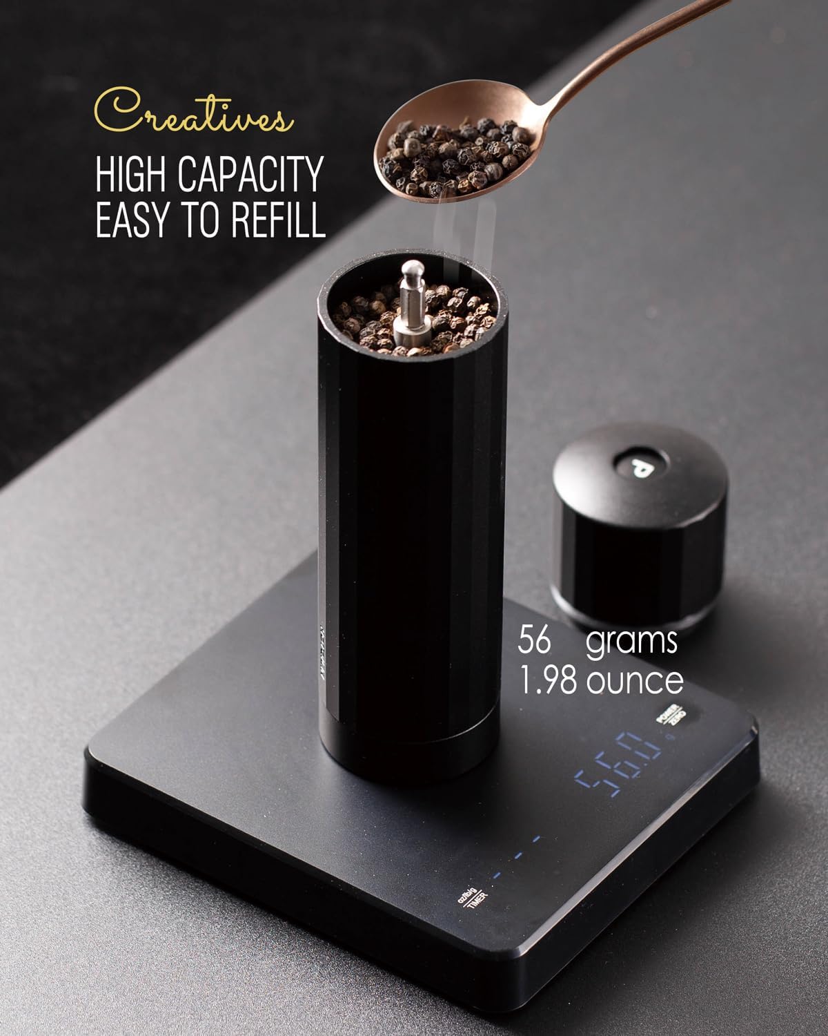 Hotqilin Heavy Duty Metal Pepper Mill with Adjustable Coarseness