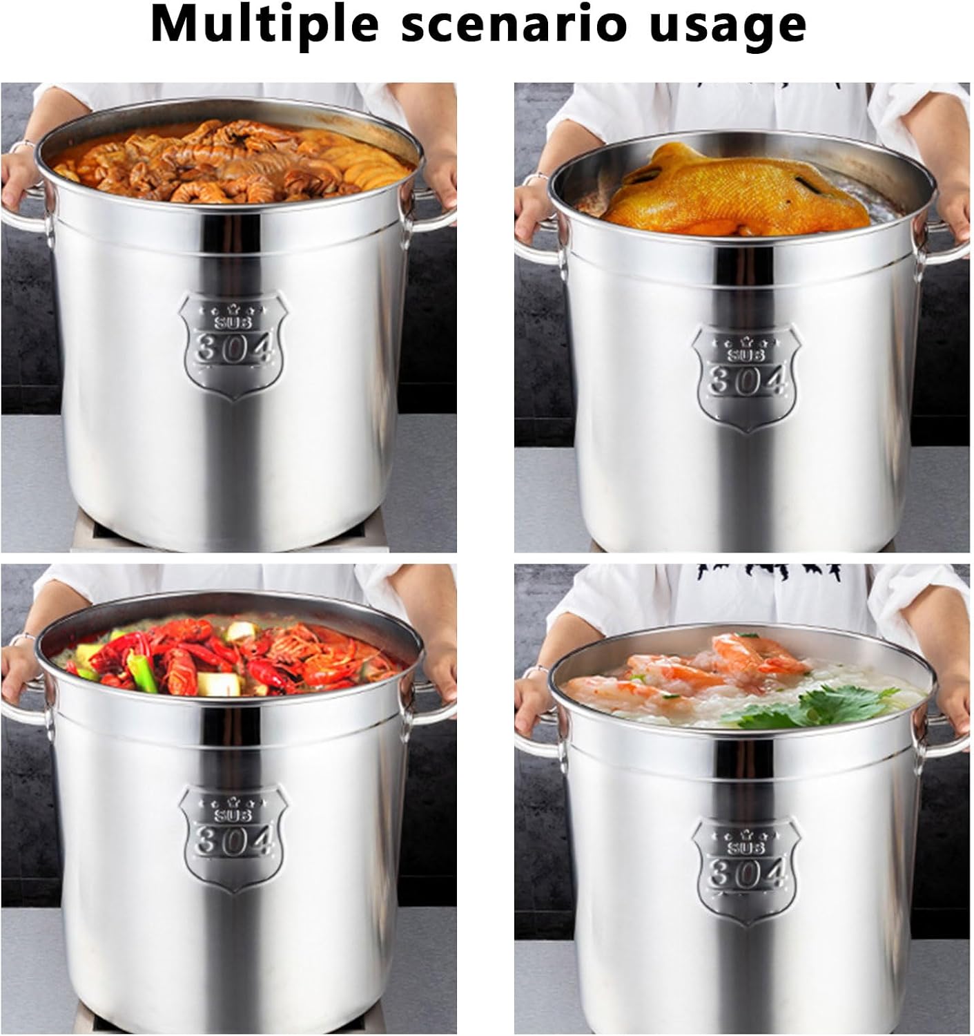 AIZYR 10L Stainless Steel Stockpot with Steel Lid