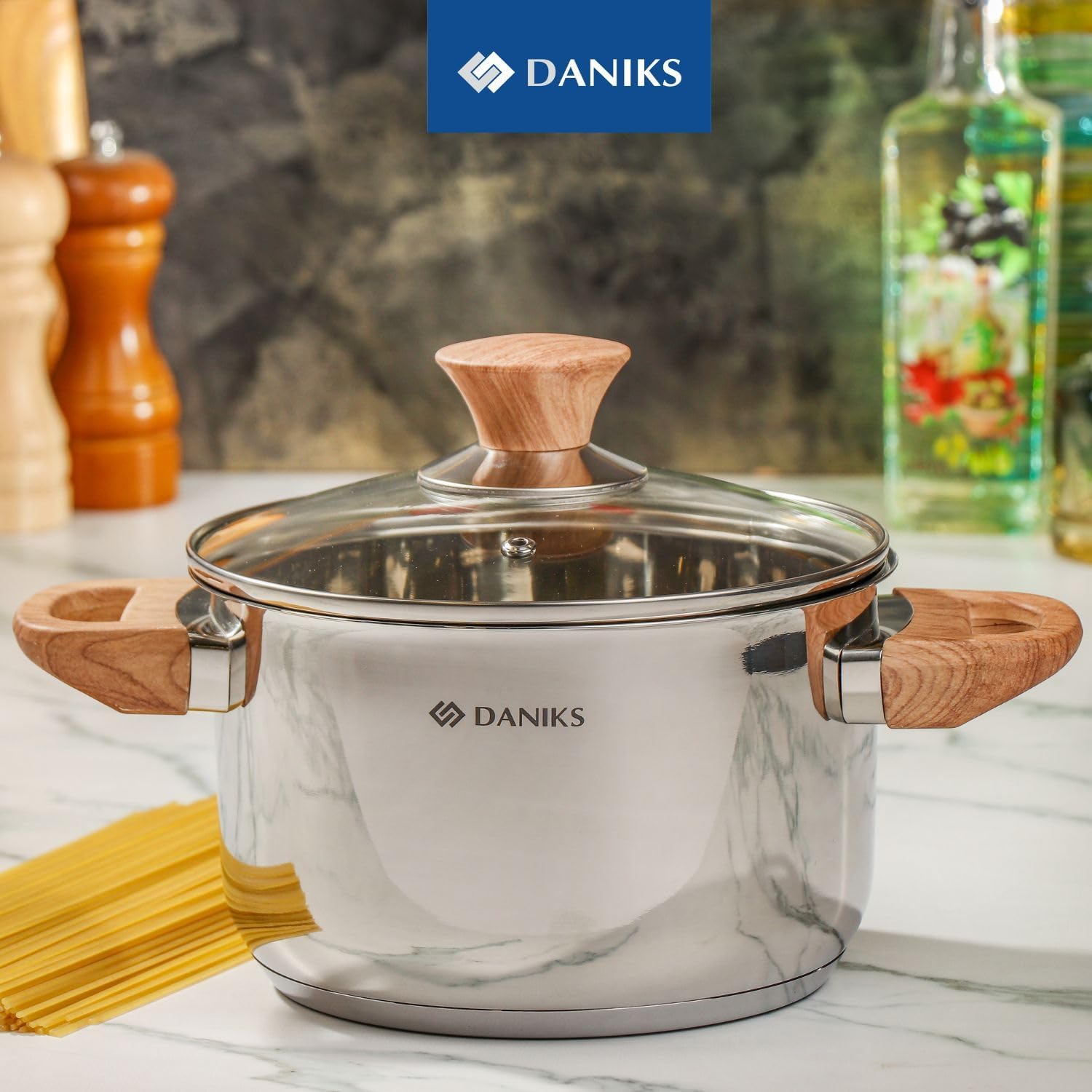 Daniks Oslo 2 Quart Stockpot with Glass Lid and Stay-Cool Handles