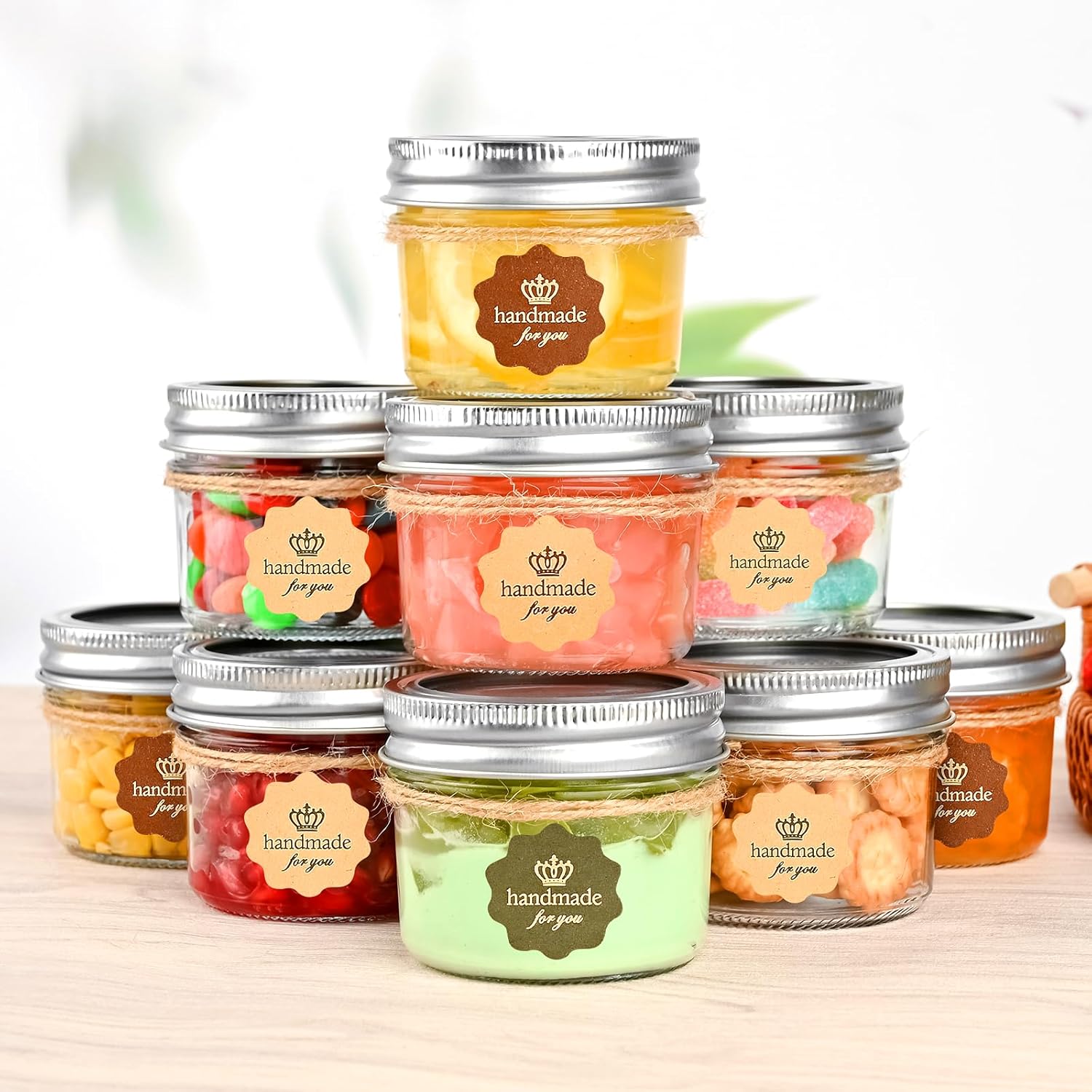 TUZAZO 4 oz Mason Jars 12 Pack with Lids and Labels