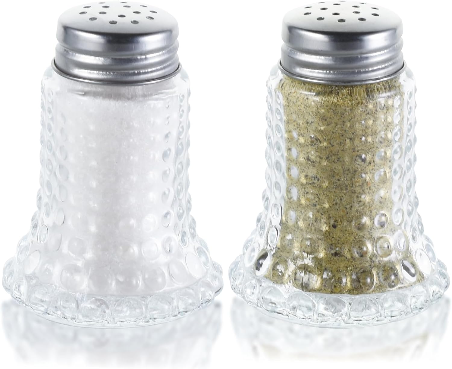 Wongblee Salt Pepper Shaker Glass Set Retro Hobnail Design