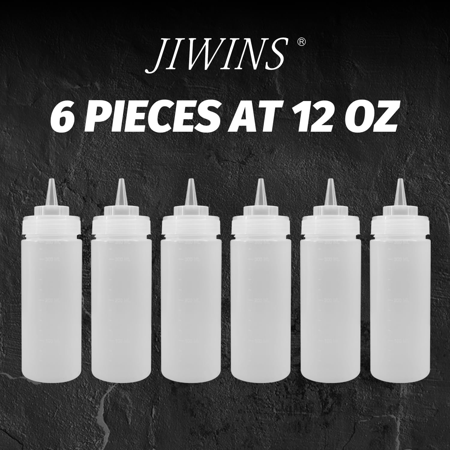 Set of 6 12oz Condiment Squeeze Bottles with Tip Cap