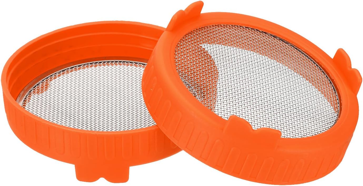 PATIKIL Sprouting Lids for Wide Mouth Mason Jars 4Pcs Orange