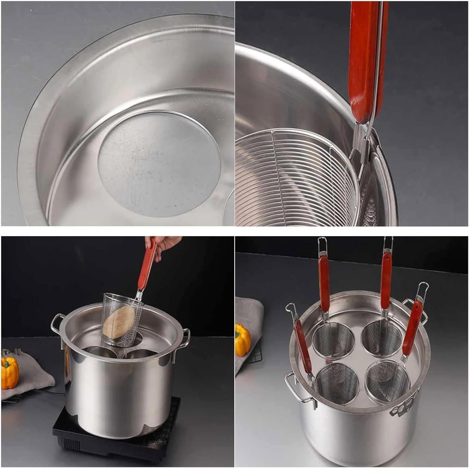 Xgxoz 9-Piece Pasta Cooker Set with 6 Holes and Stainless Steel Lid