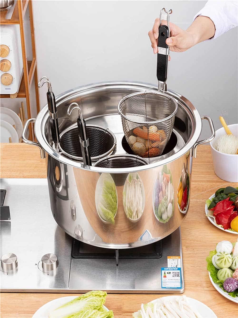 DAOUXIAOSP Pasta Pots Set 3 Strainer Baskets with 3 Holes