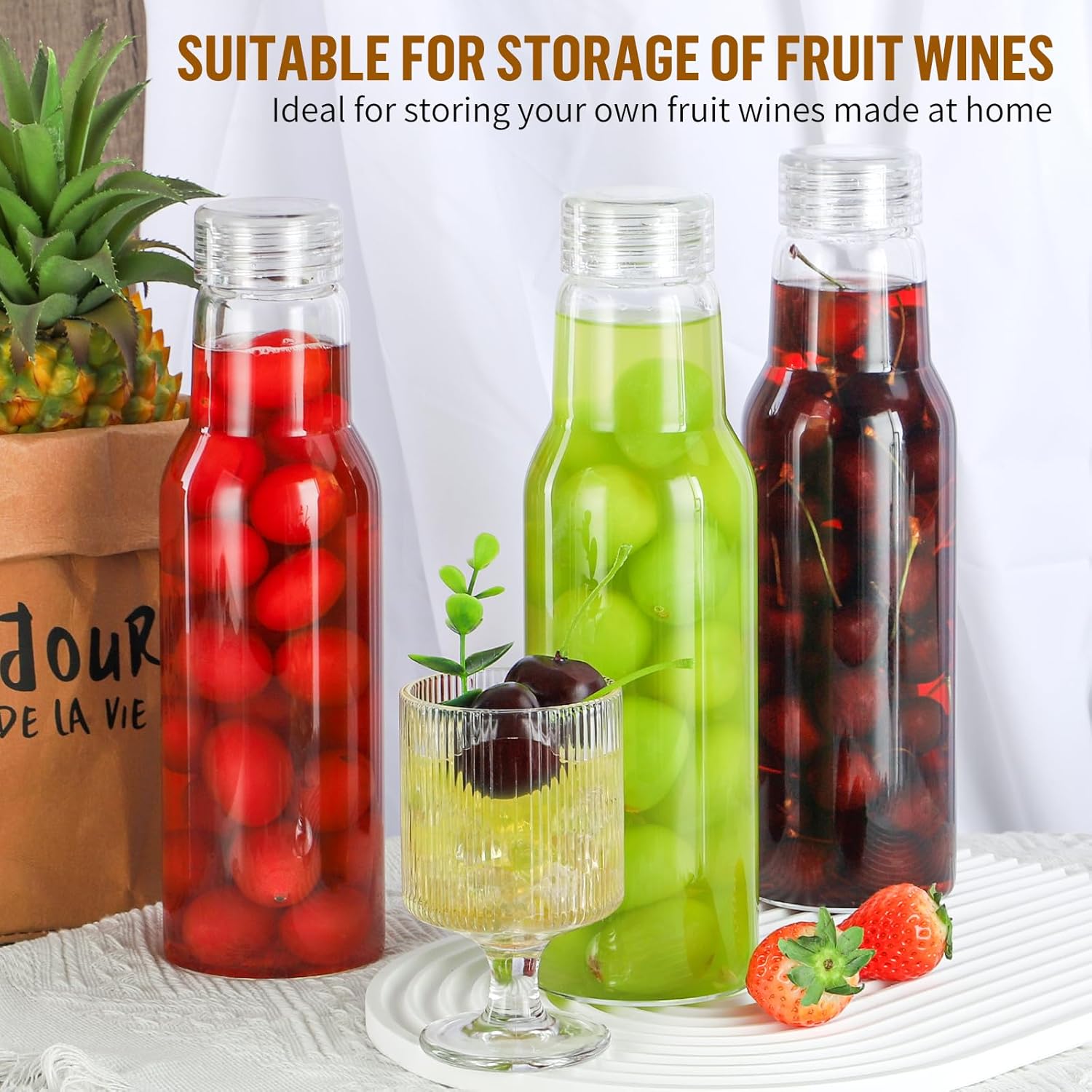 25oz Borosilicate Glass Bottles with Lids 2 Pack