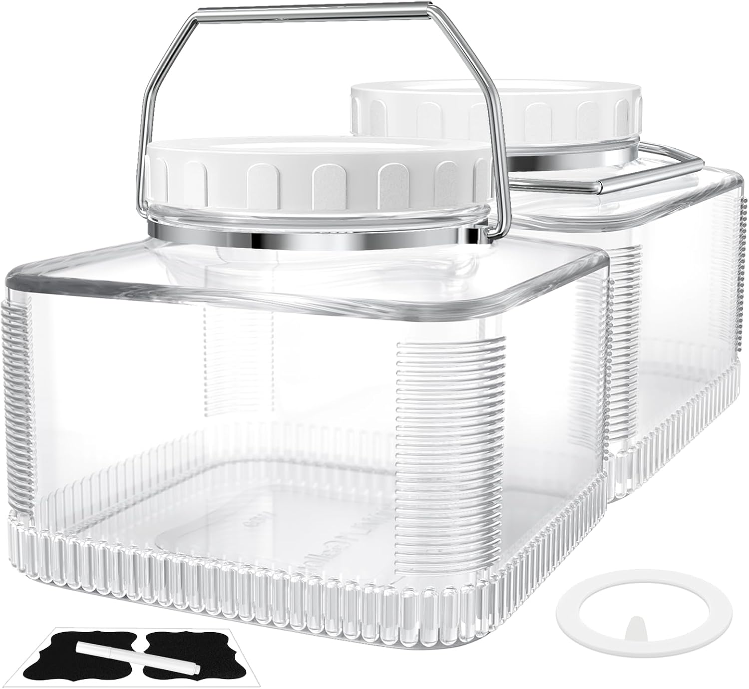 Folinstall 2 Pack 1 Gallon Mason Jars with Lid and Handle