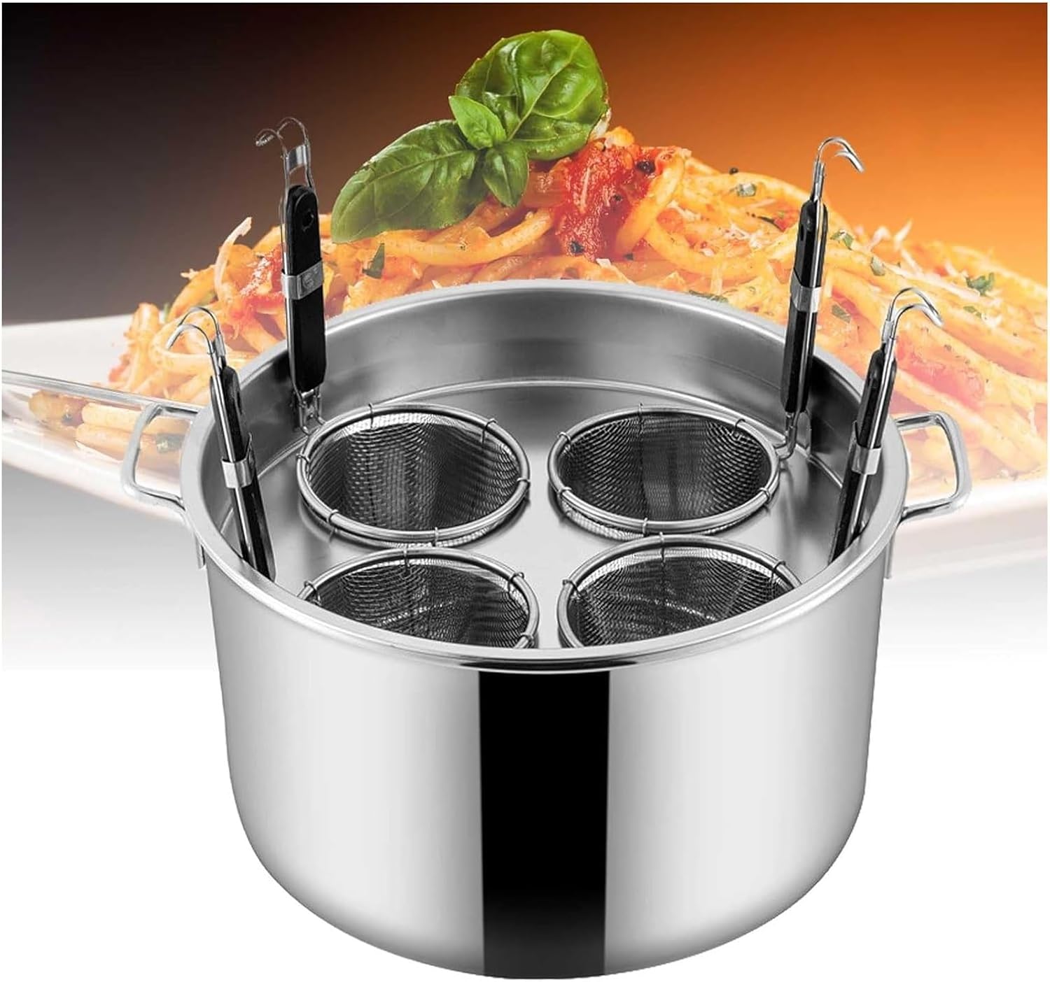AttreX Pasta Cooker Set with 4 Strainer Baskets