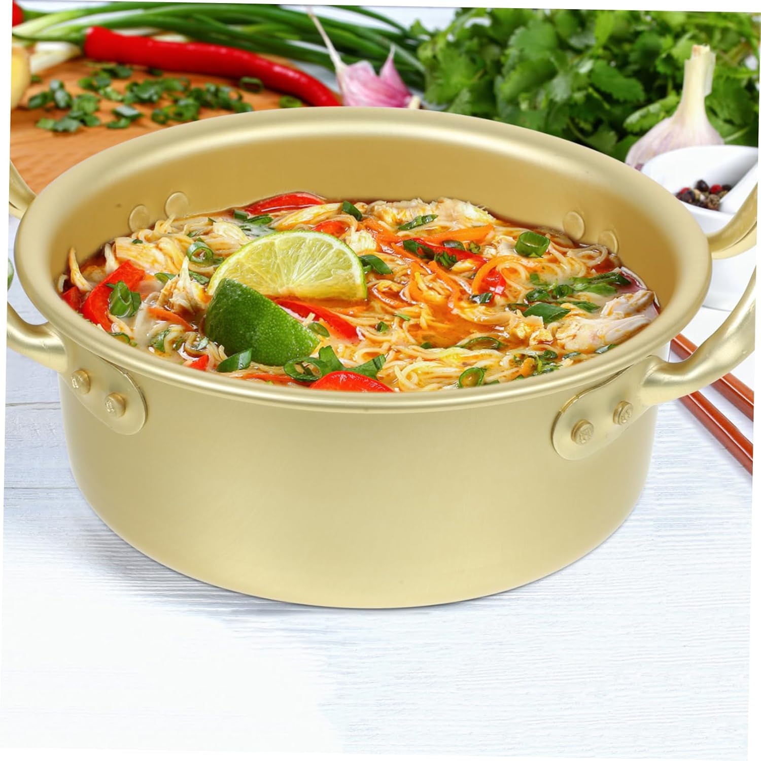 EXHUMKY Korean Ramen Pot Set with Spoon and Chopsticks
