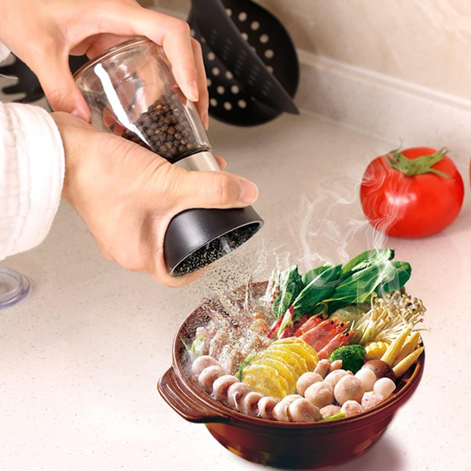 Pepper Mill Salt Mill Set of 2 with Adjustable Coarseness