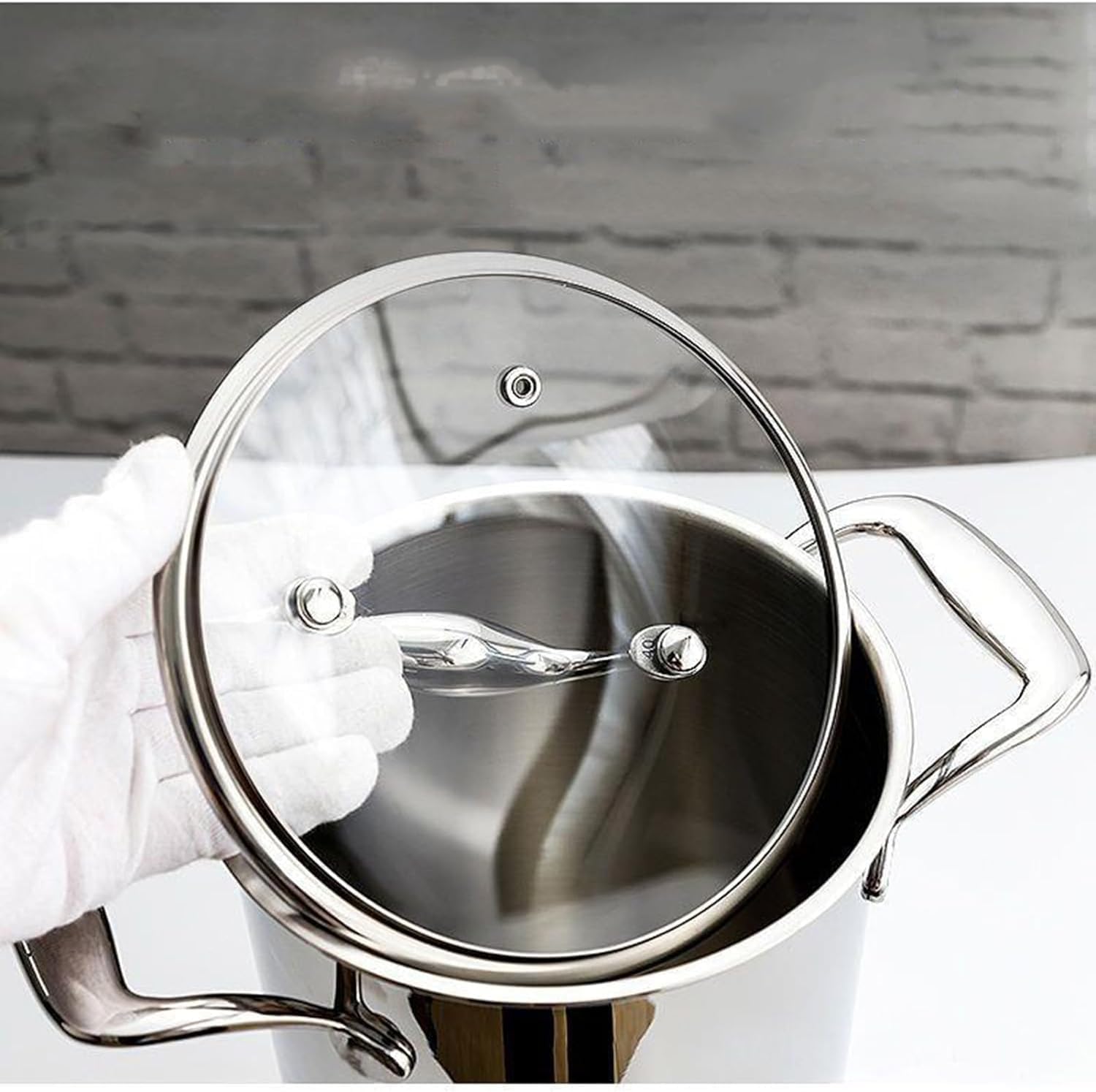 Stainless Steel Asparagus Steamer with Basket and Glass Lid