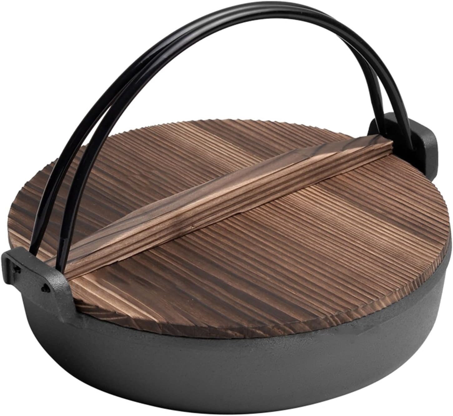 Stock Pot with Wooden Cover Portable Multi-Function Cookware