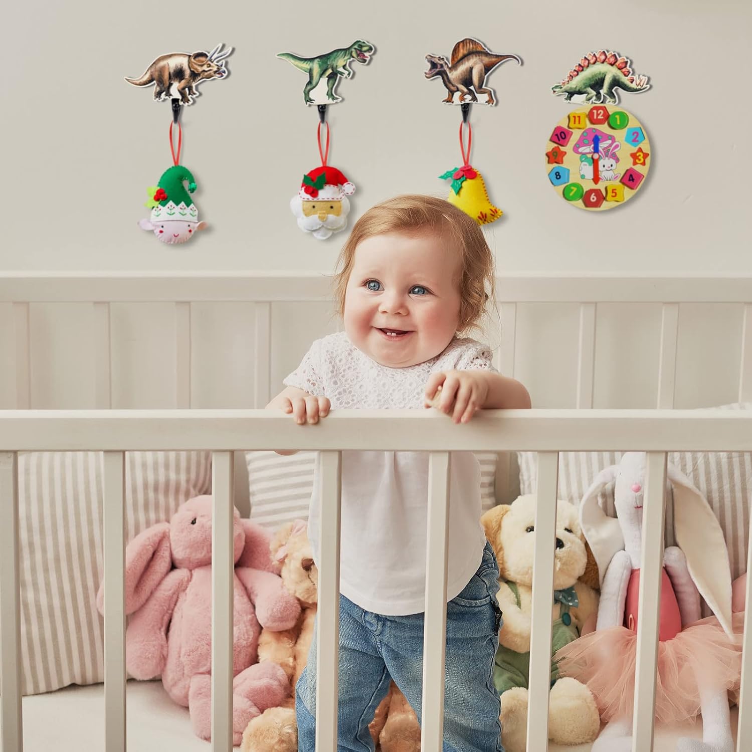 4 Pcs Dinosaur Wooden Wall Hooks for Kids Room