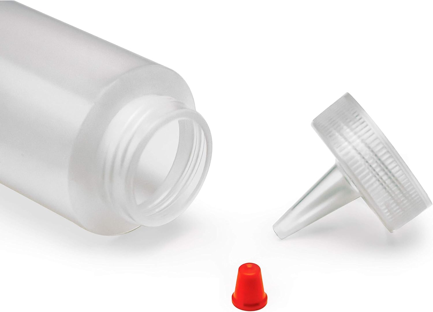 Bastex 8-Ounce Squeeze Bottles Pack of 8 Clear with Red Caps