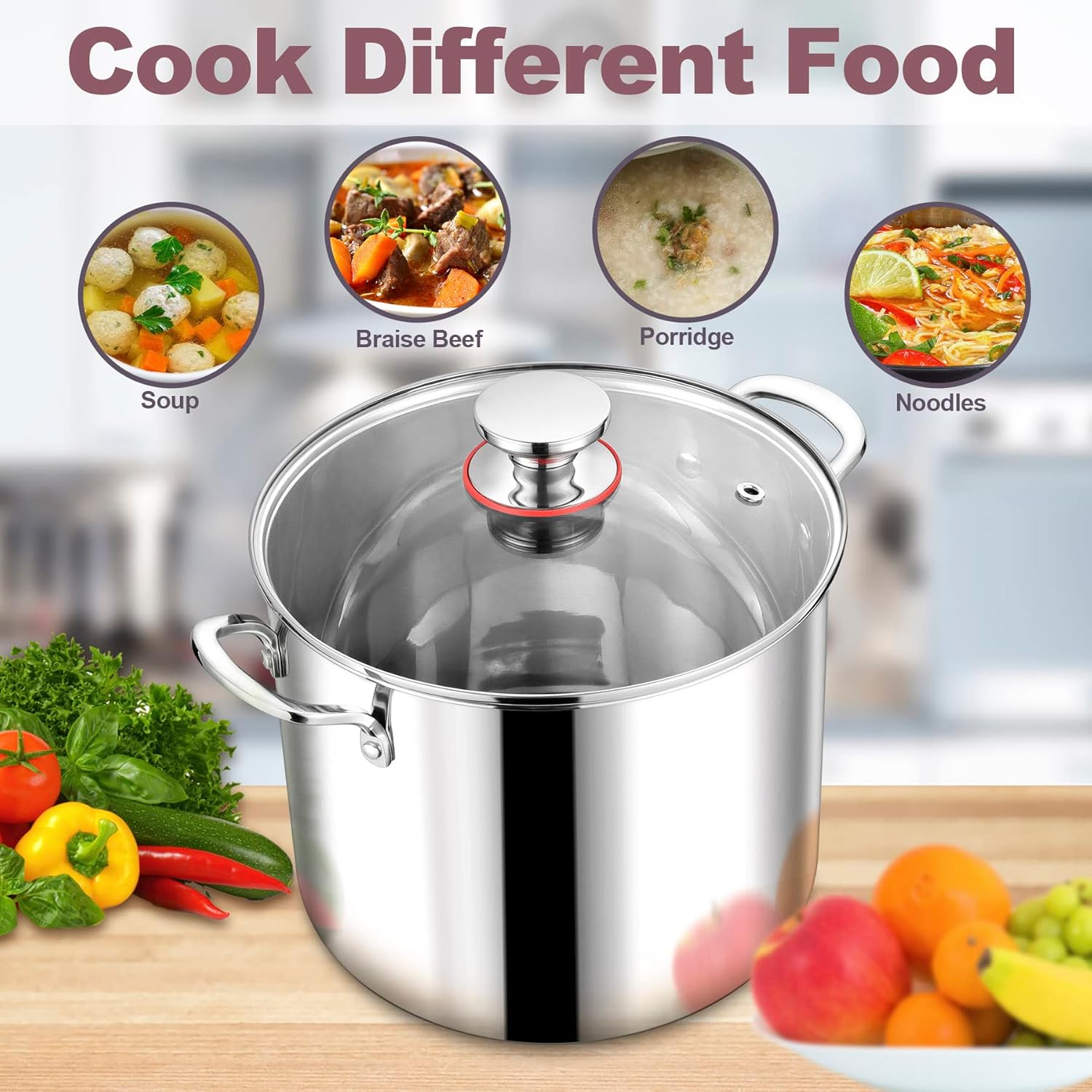LIANYU 12QT Stainless Steel Stockpot with Lid 1