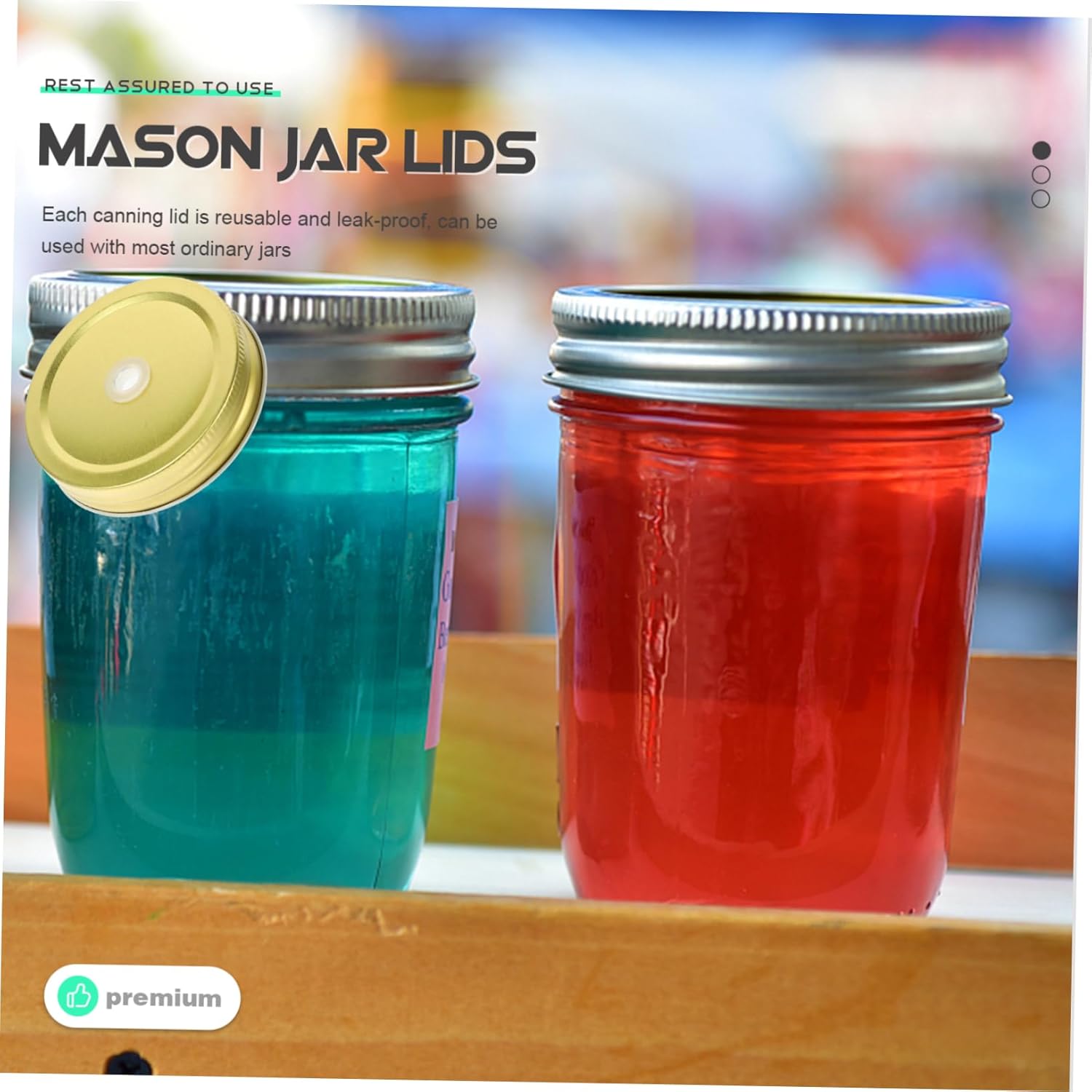 BRIGHTFUFU 48 Pcs Reusable Mason Jar Lids with Straw Hole
