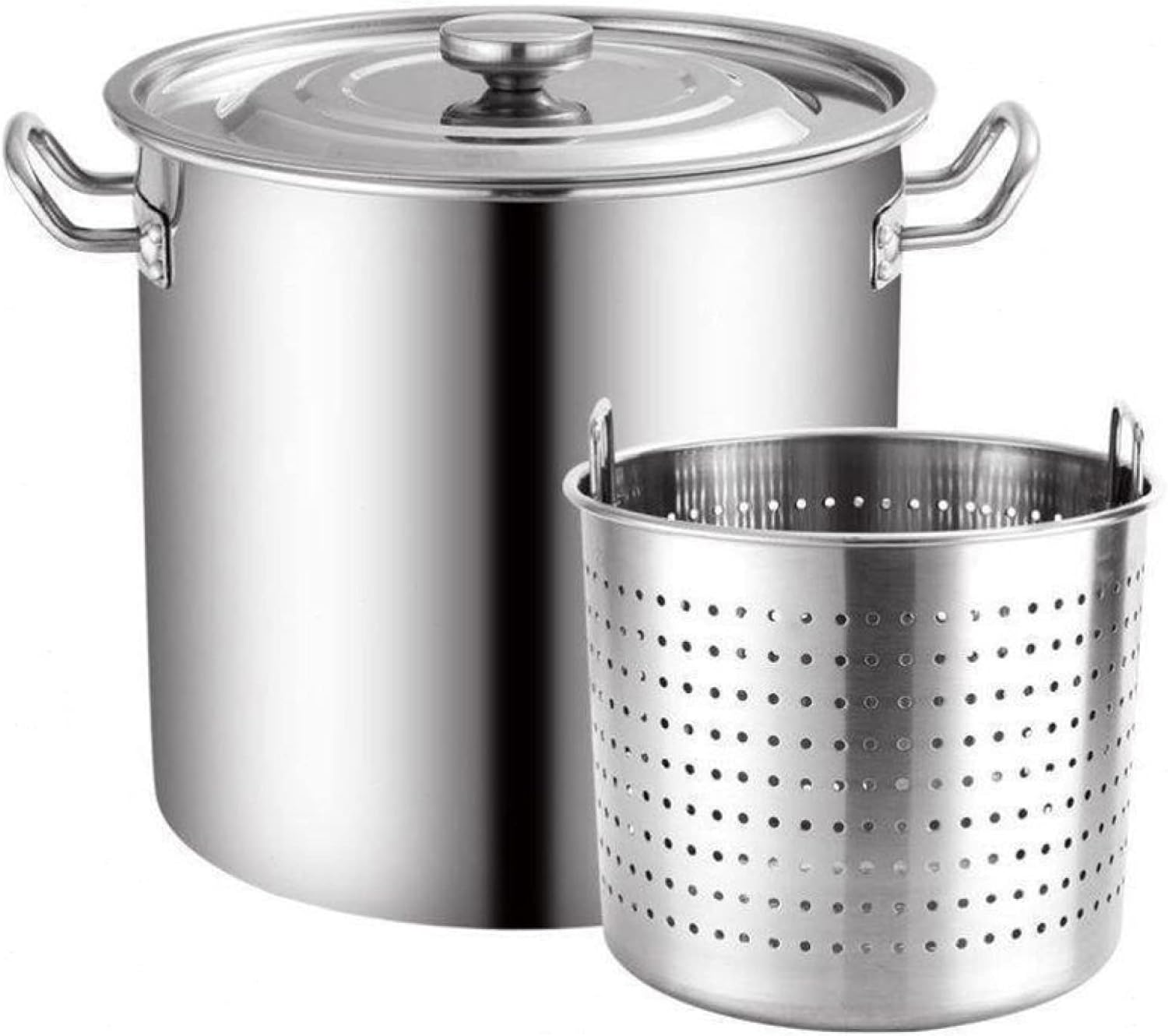 AIZYR 35x35cm Stainless Steel Stockpot with Strainer Basket