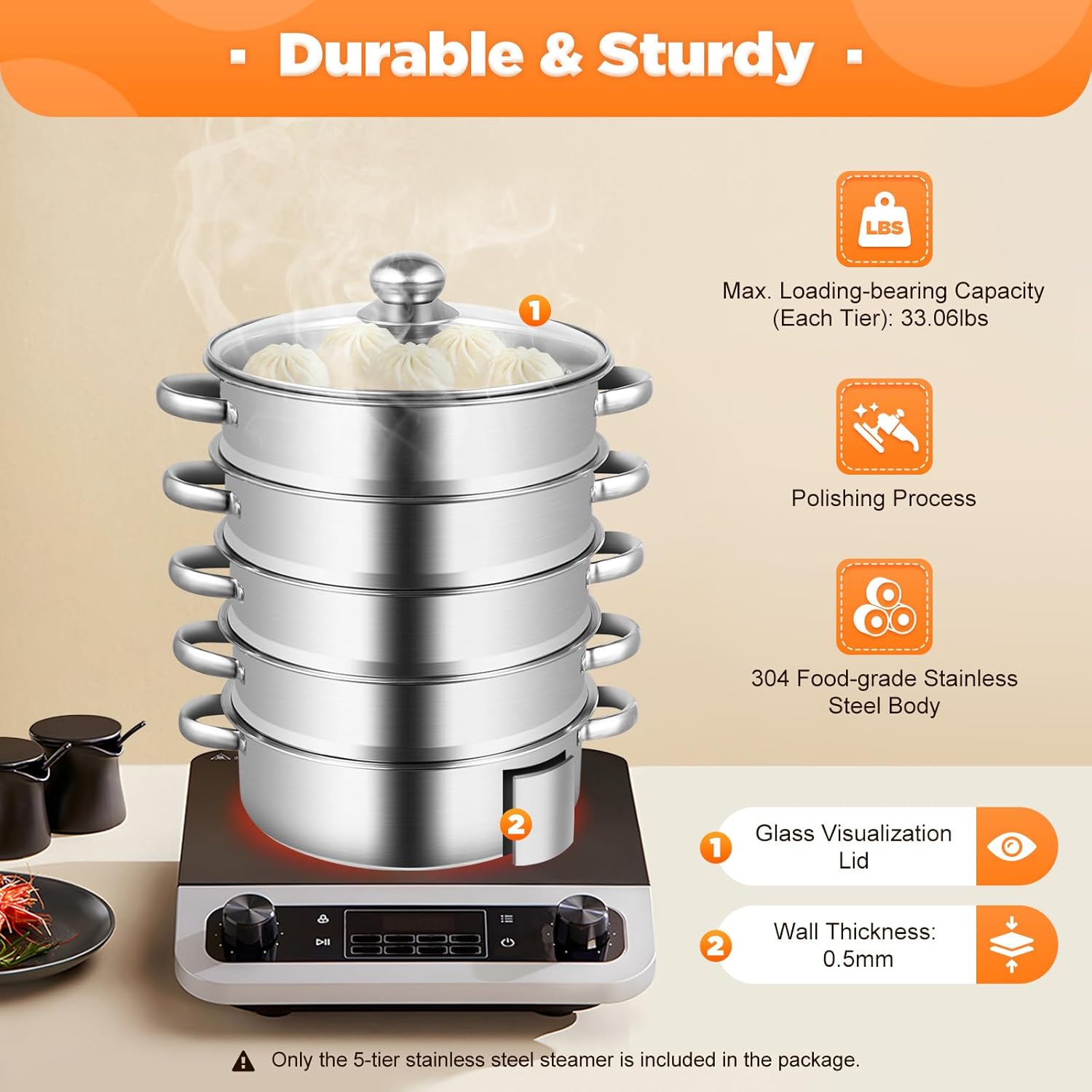 Kangten 5 Tier Stock Pot and Steamer Set