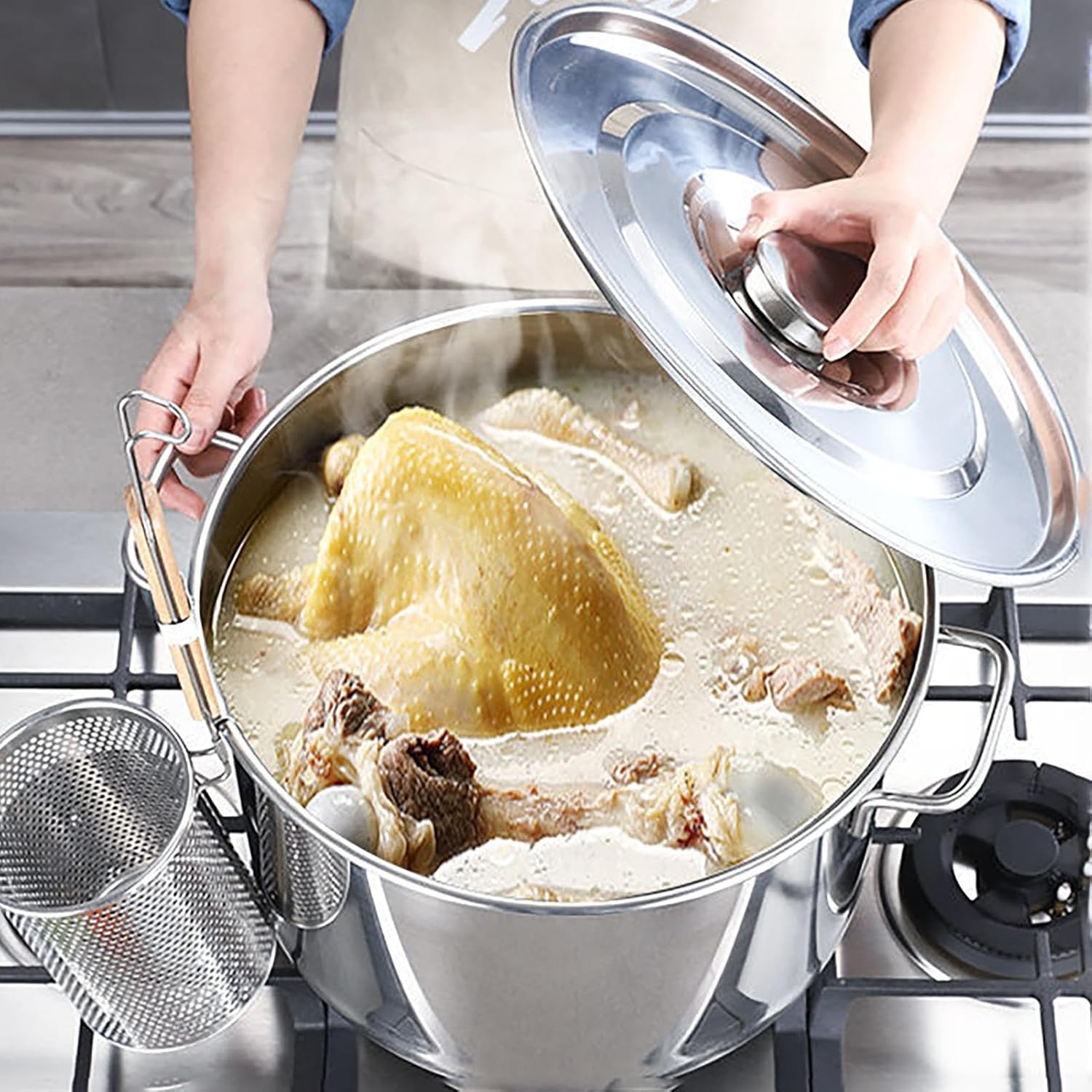 Stainless Steel Stock Pot with Glass Lid - 35L 62L 10L