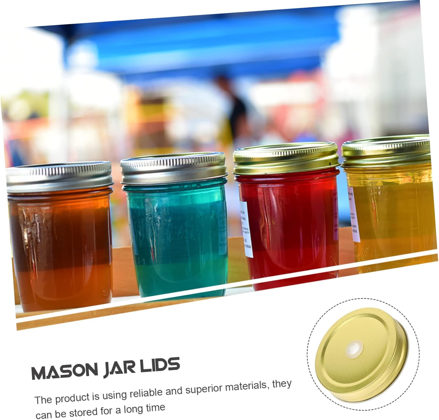 BRIGHTFUFU 48 Pcs Reusable Mason Jar Lids with Straw Hole